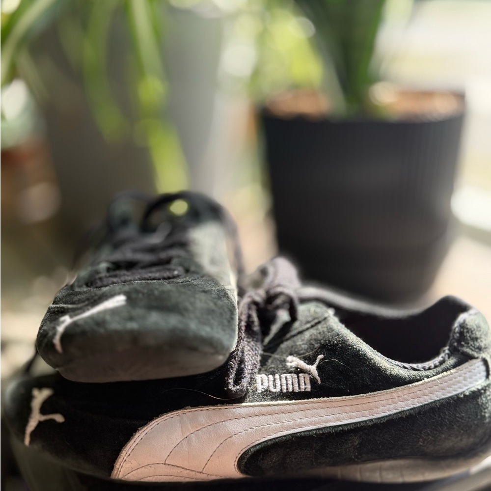 Puma Black and White Suede Athletic Shoes